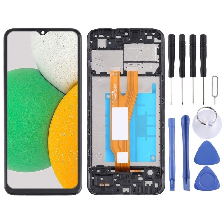 Ecran LCD cu touchscreen si cadru pentru Samsung Galaxy A03 Core, negru, original, 6.5inch