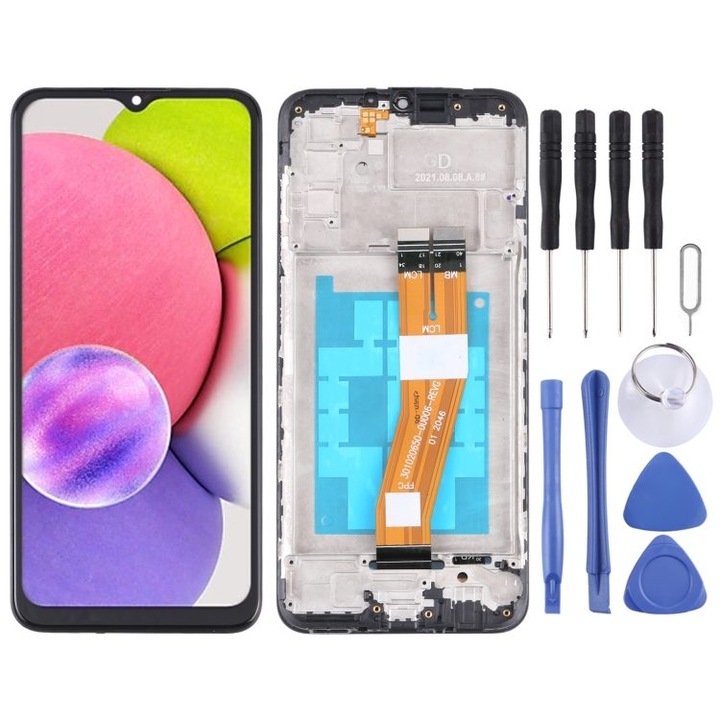 Ecran LCD cu touchscreen si cadru pentru Samsung Galaxy A03s SM-A037F, negru