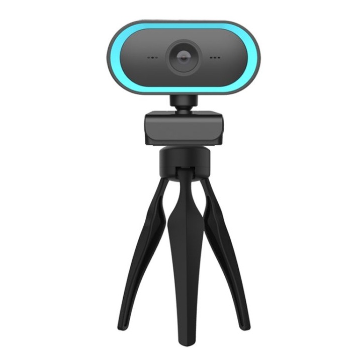 Уеб камера 2K HD, широкоъгълна, вграден микрофон, USB, 140см кабел, черна