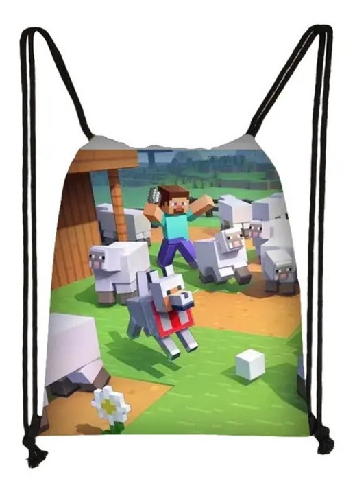 Чанта тип раница с шнур с принт Minecraft, многоцветна, за деца