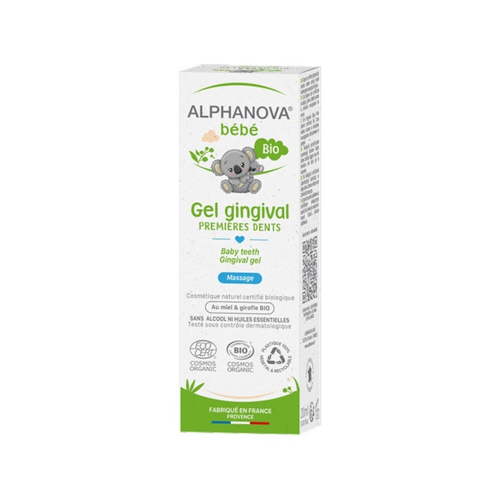 Успокояващ гел за венци за бебета Alphanova Bebe bio мед 20ml