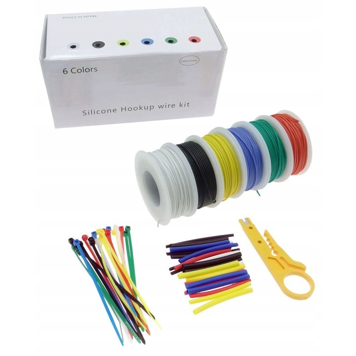 Set 6 cabluri siliconate AWG28 0.08mm 15mx6 culori multicolor accesorii