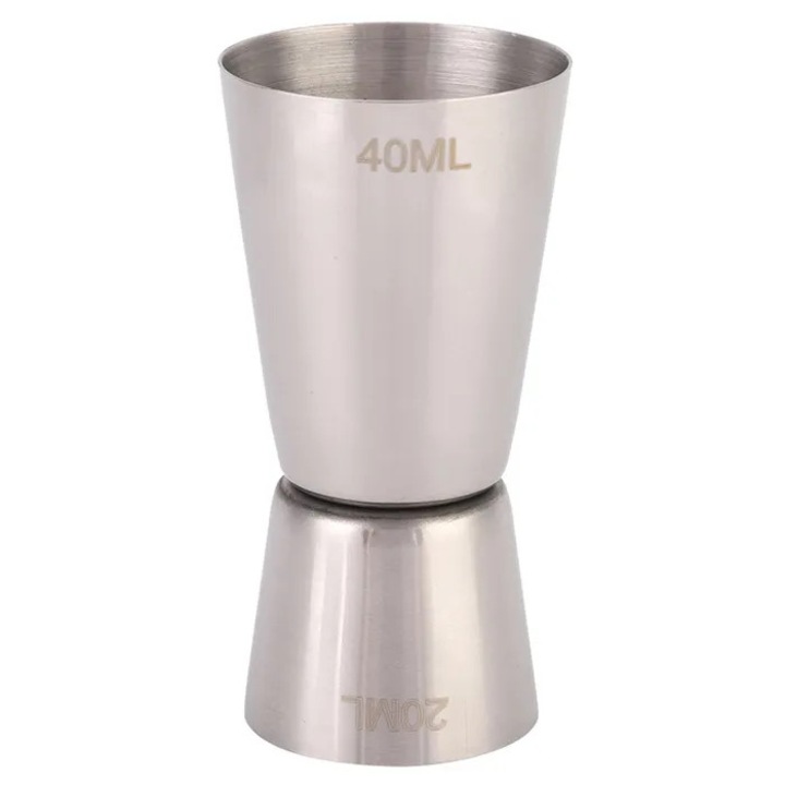 Pahar masurator dublu din otel inoxidabil 304, 40/20cc, 4.2x4.2x8.5cm