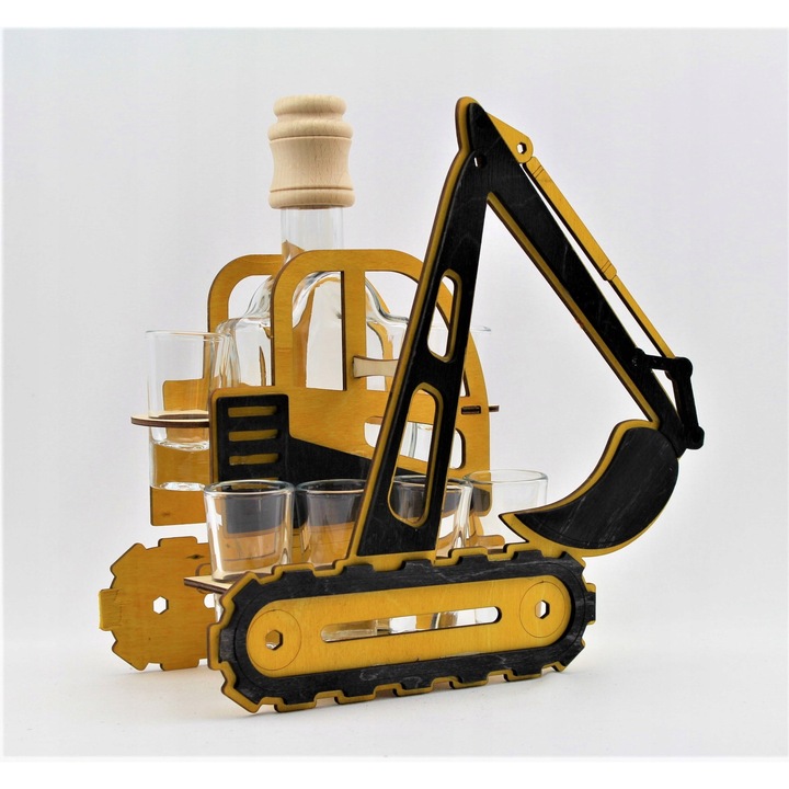 Set carafa si pahare excavator lemn multicolor 0.5l 25ml 6buc