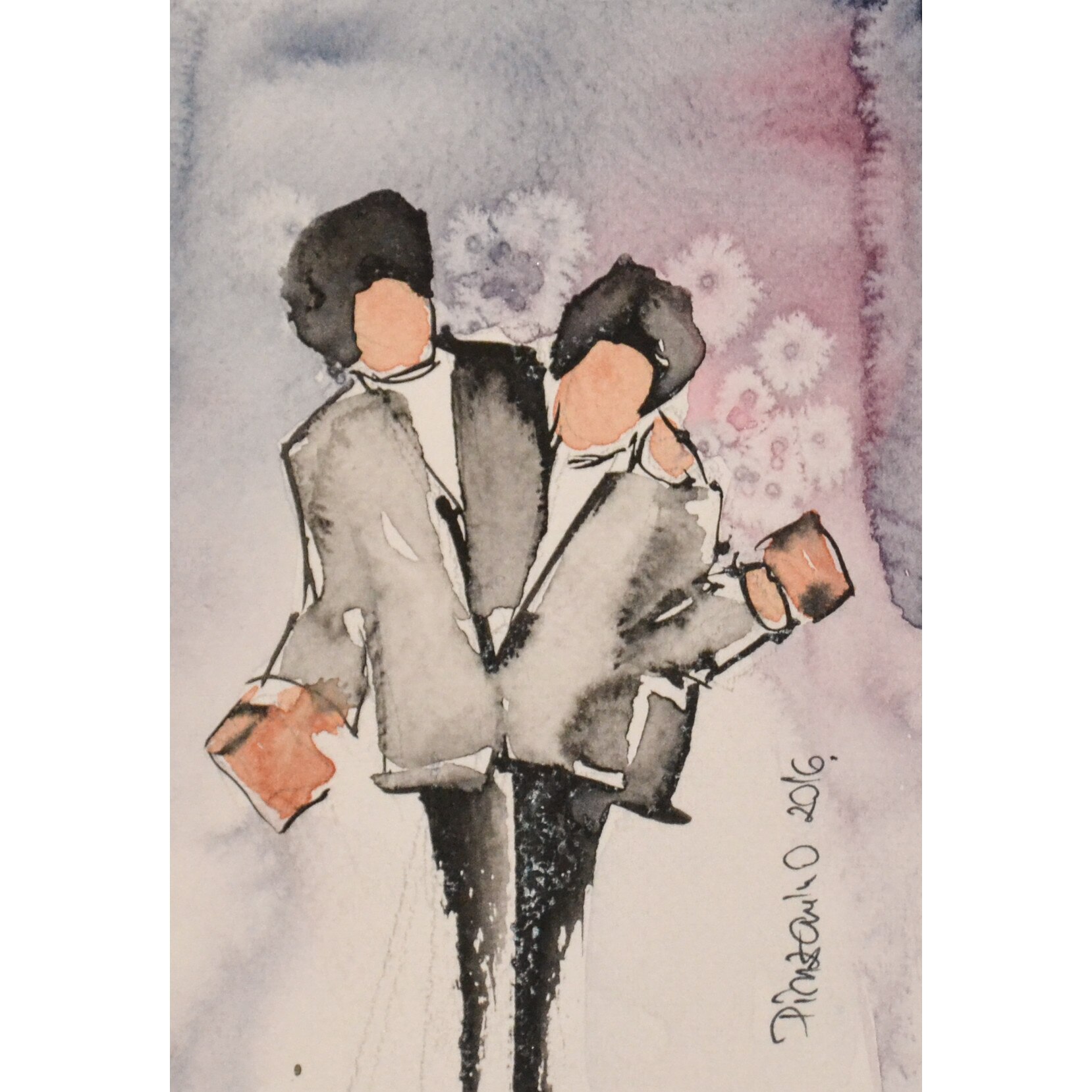 Tablou Prieteni buni - tablou pictat manual Oana Pinzariu, dimensiune 19 * 24 cm