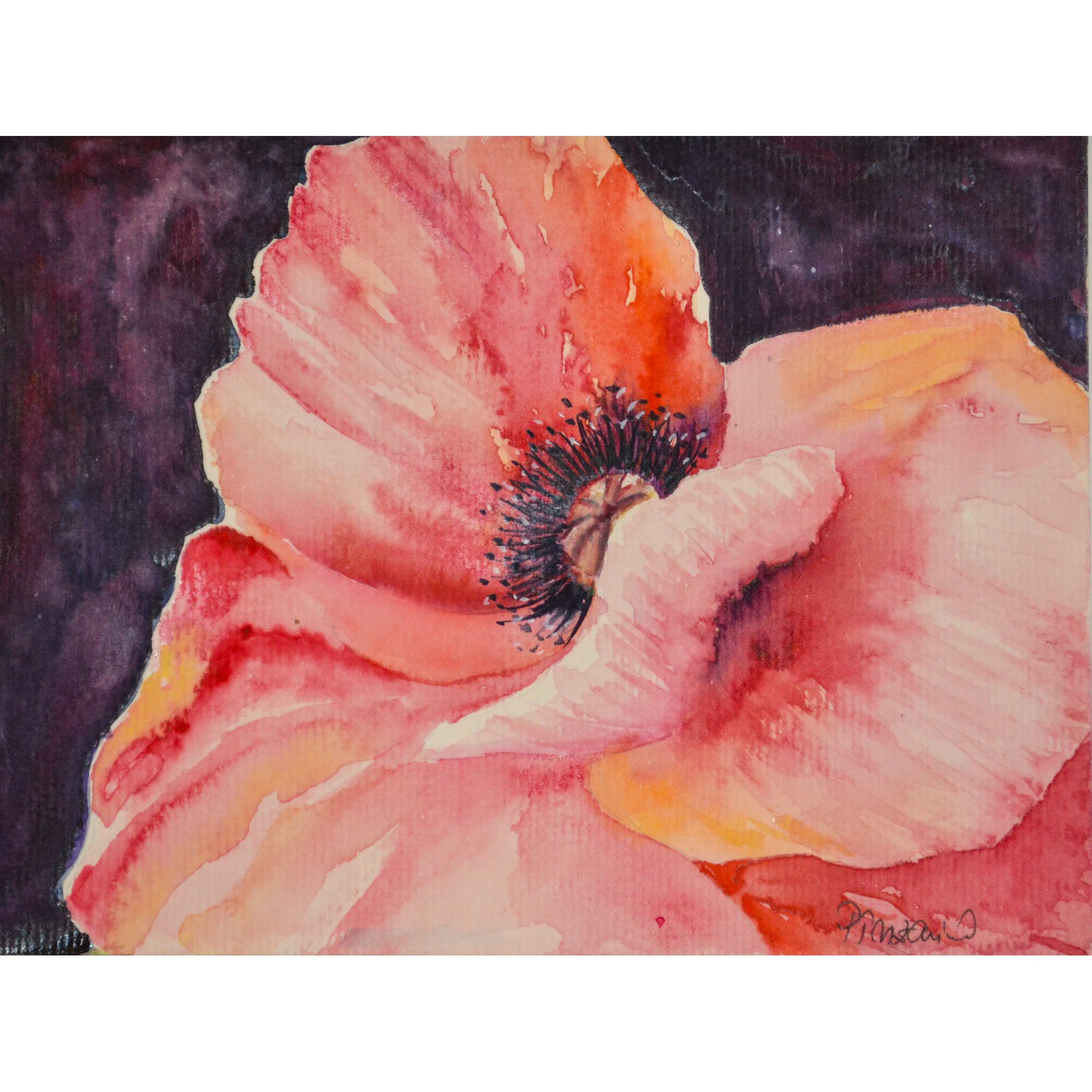 Tablou Floare de mac - tablou pictat manual Oana Pinzariu, dimensiune 15 * 19 cm