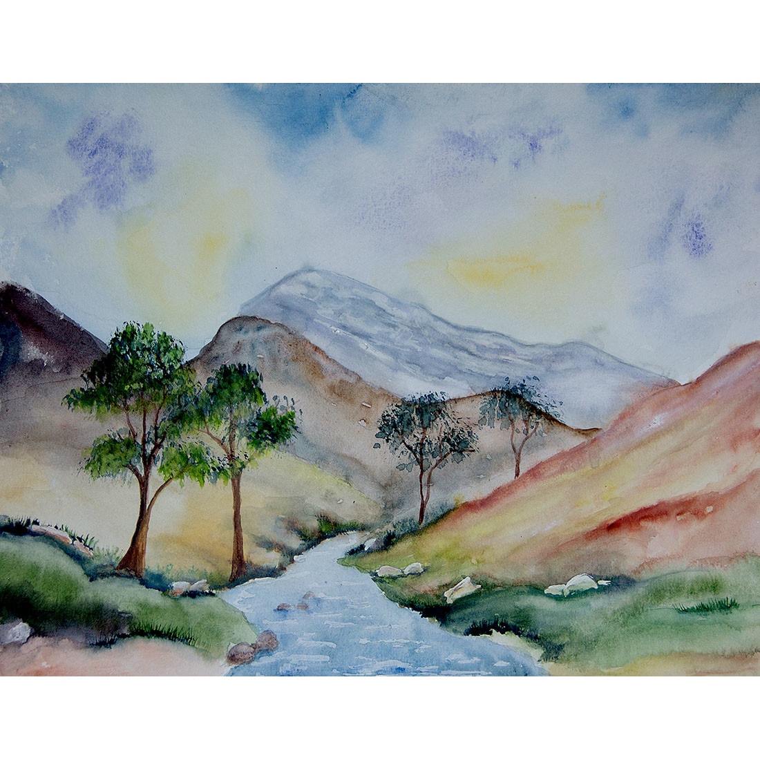 Tablou acuarela Parau de munte - tablou pictat manual Oana Pinzariu, dimensiune 24 * 30 cm