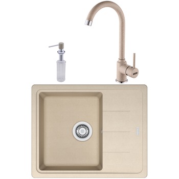 Pachet chiuveta fragranite Franke BFG 611-62 + Baterie Pola, cartus ceramic + Dozator sapun, Avena Pachet chiuveta fragranite Franke BFG 611-62 + Baterie Pola, cartus ceramic + Dozator sapun, Avena