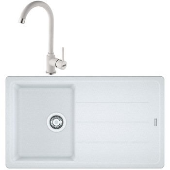 Pachet chiuveta fragranite Franke BFG 611-86 + Baterie Pola, cartus ceramic, Alb Pachet chiuveta fragranite Franke BFG 611-86 + Baterie Pola, cartus ceramic, Alb