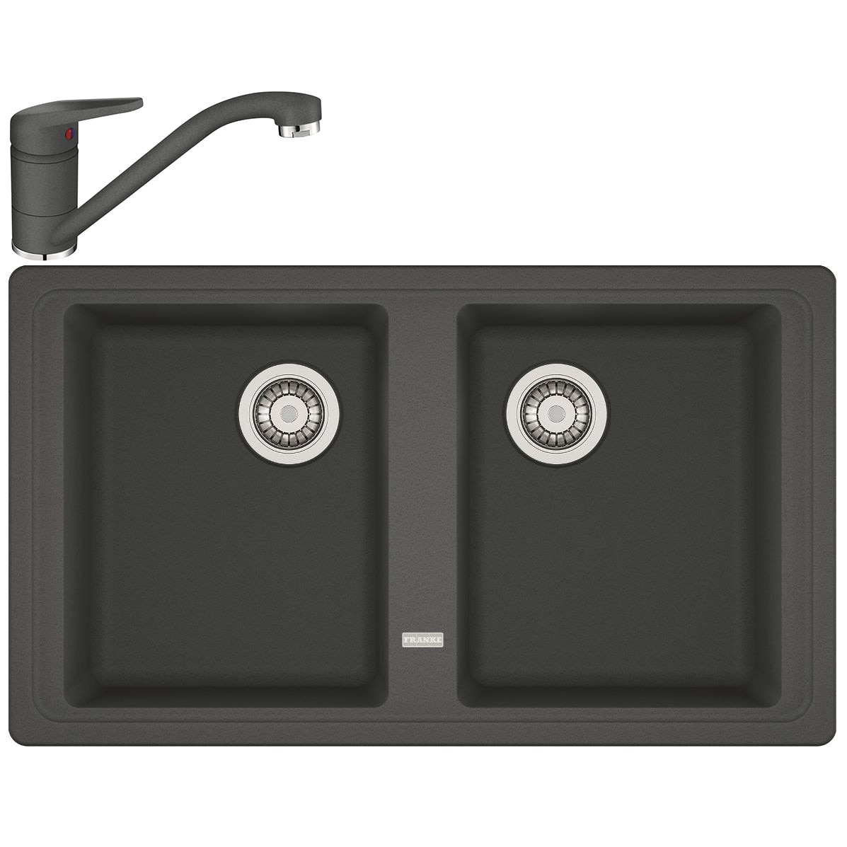 Pachet chiuveta fragranite Franke BFG 620-86 + Baterie Novara Plus, cartus ceramic, Grafite