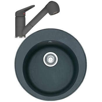 Pachet chiuveta fragranite Franke ROG 610 + Baterie Novara Plus, dus extractibil, cartus ceramic, Grafite Pachet chiuveta fragranite Franke ROG 610 + Baterie Novara Plus, dus extractibil, cartus ceramic, Grafite