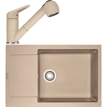 Pachet chiuveta fragranite Franke MRG 611-78/49 + Baterie Novara Plus, dus extractibil, cartus ceramic, Avena Pachet chiuveta fragranite Franke MRG 611-78/49 + Baterie Novara Plus, dus extractibil, cartus ceramic, Avena