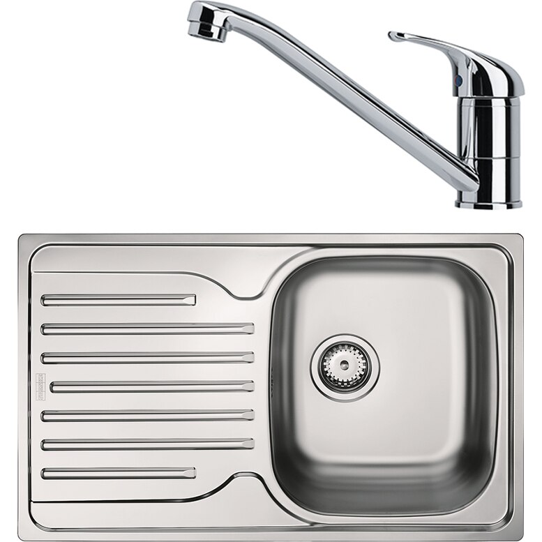 Pachet chiuveta inox Franke PXN 611-78 + Baterie Basic Crom, cartus ceramic, Inox lucios