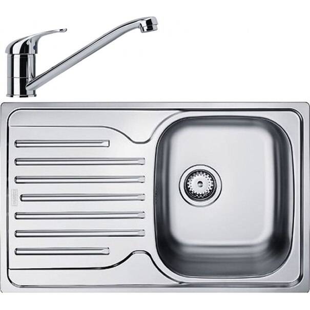 Pachet chiuveta inox Franke PXL 611-78 + Baterie Basic Crom, cartus ceramic, Inox dekor