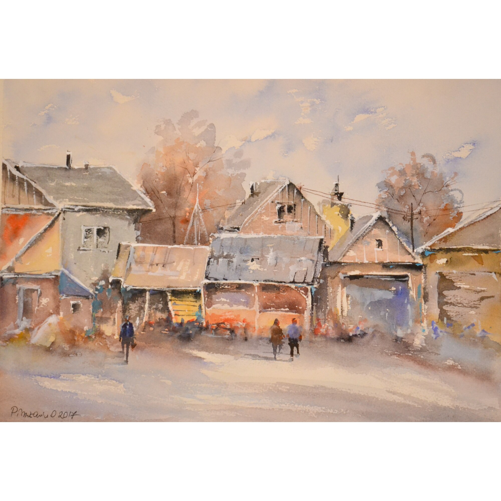 Tablou acuarela La tara - tablou pictat manual Oana Pinzariu, dimensiune 27 * 38 cm