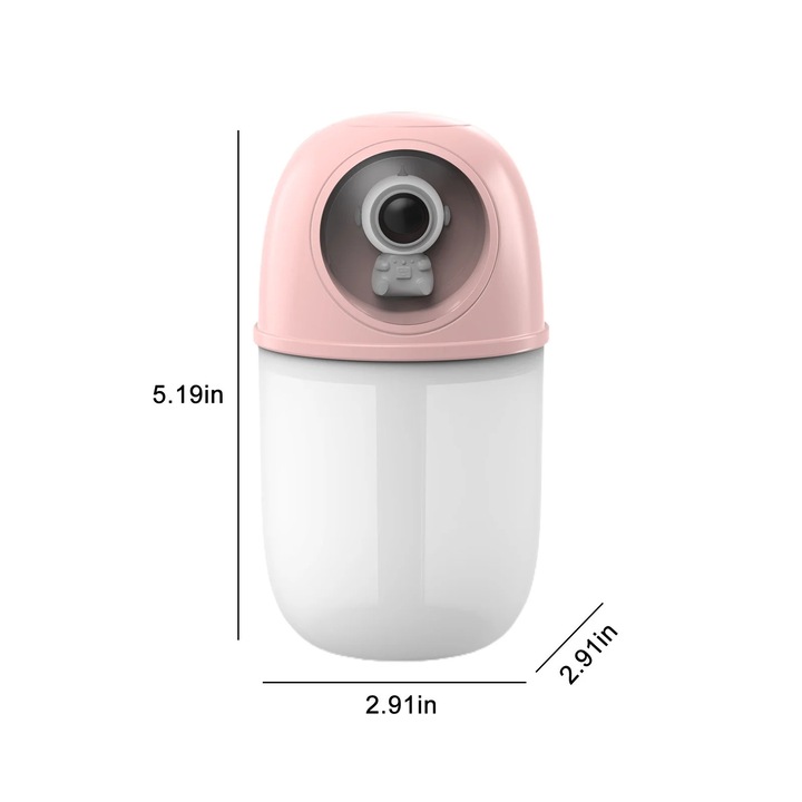 Umidificator ZYBLSSBB, difuzor ulei esential, 7 culori, silentios, 7.4x7.4x13.2cm, multicolor