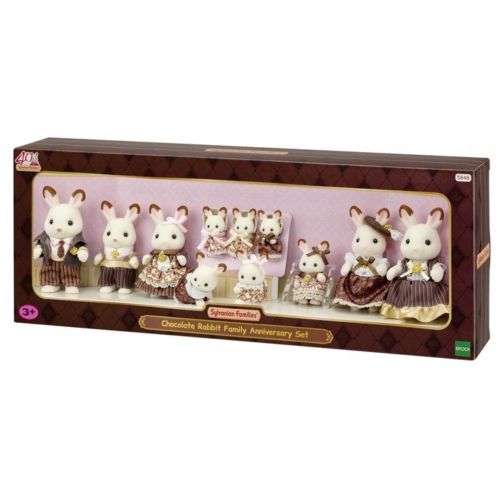 Комплект фигурки Sylvanian Families семейство шоколадови зайчета, многоцветен, 40 части