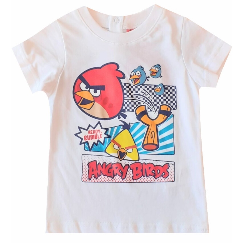 Tricou cu maneca scurta, Angry Birds, alb, Alb, 80 CM