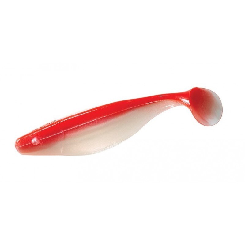 Shad Mister Twister 10 Cm White Red, 4 Buc/Plic