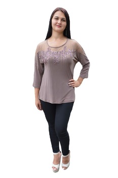 Bluza fashion cu strasuri si dantela in partea de sus, D&J Exclusive, Maro Bluza fashion cu strasuri si dantela in partea de sus, D&J Exclusive, Maro