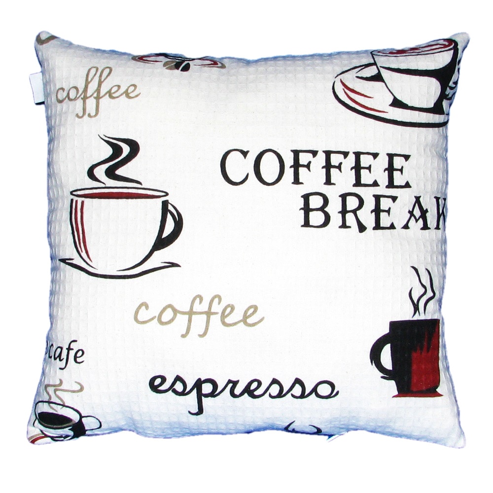 Perna decorativa imprimeu cafea, Happy Gifts, 40 x 40 cm, Multicolor