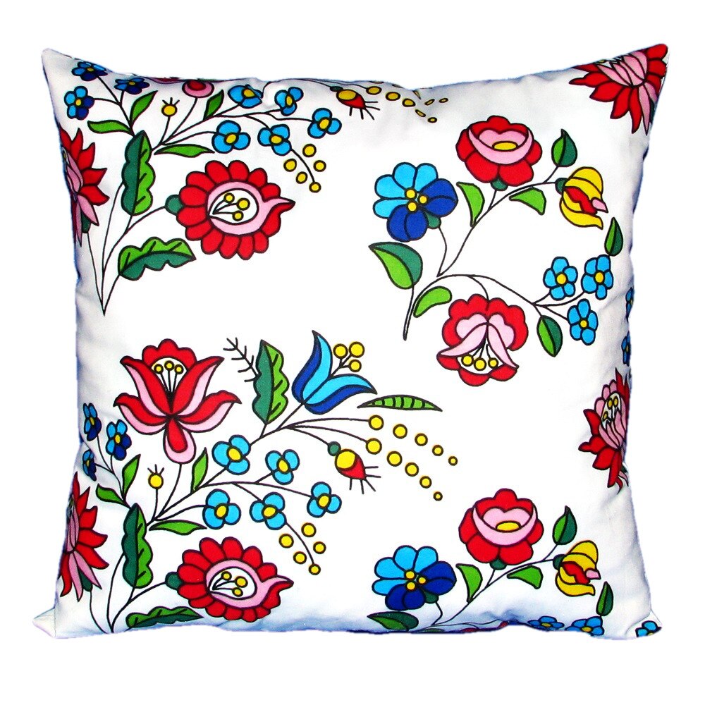 Perna decorativa imprimeu flori, Happy Gifts, 40 x 40 cm, Multicolor