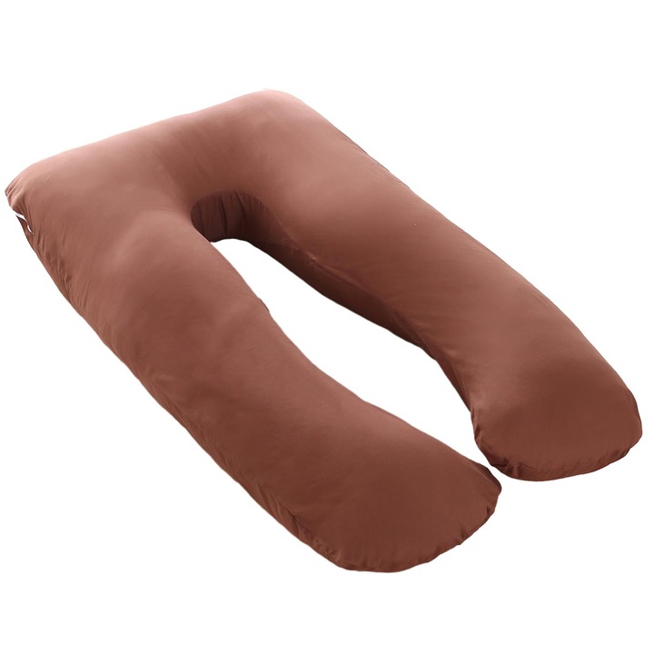 Perna gravide U-shaped, bumbac, reglabila, maro, 80x140cm