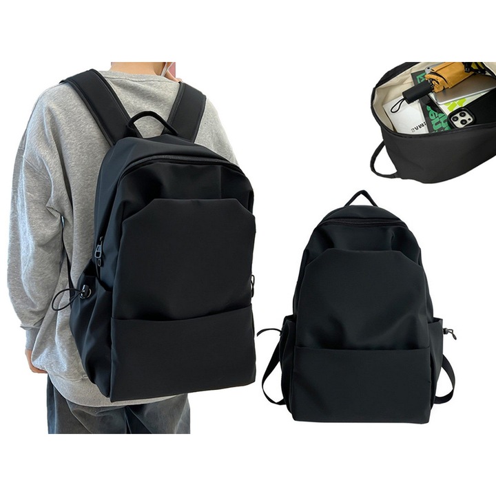 Rucsac laptop rezistent la apa, negru, 44x33x17cm