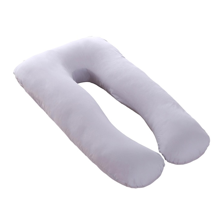Perna gravide U-shaped, bumbac, reglabila, gri, 70x130cm