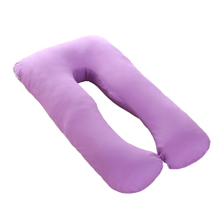 Perna gravide U-shaped, bumbac, reglabila, mov, 70x130cm