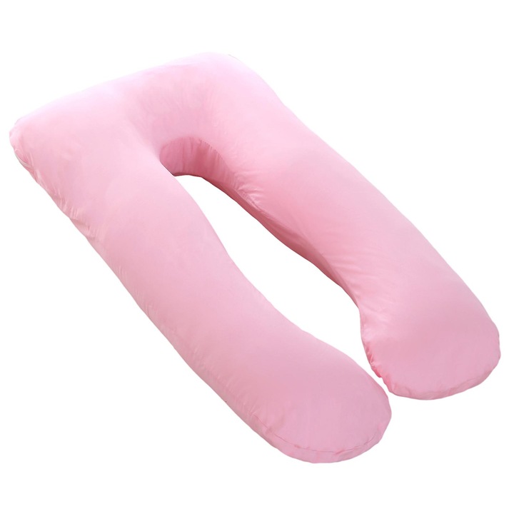 Perna gravide U-shaped, bumbac, reglabila, roz, 80x140cm