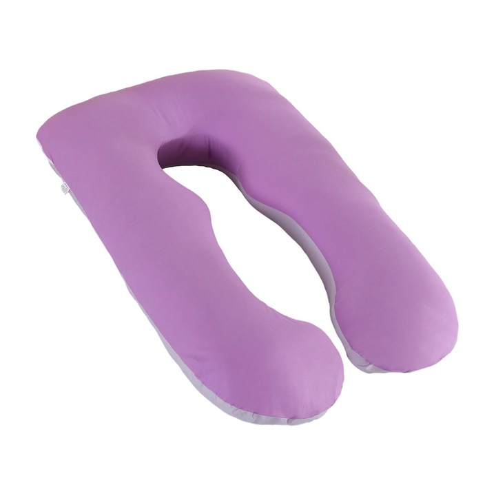 Perna gravide U-shaped, 70x130cm, mov-gri, reglabila, respirabila