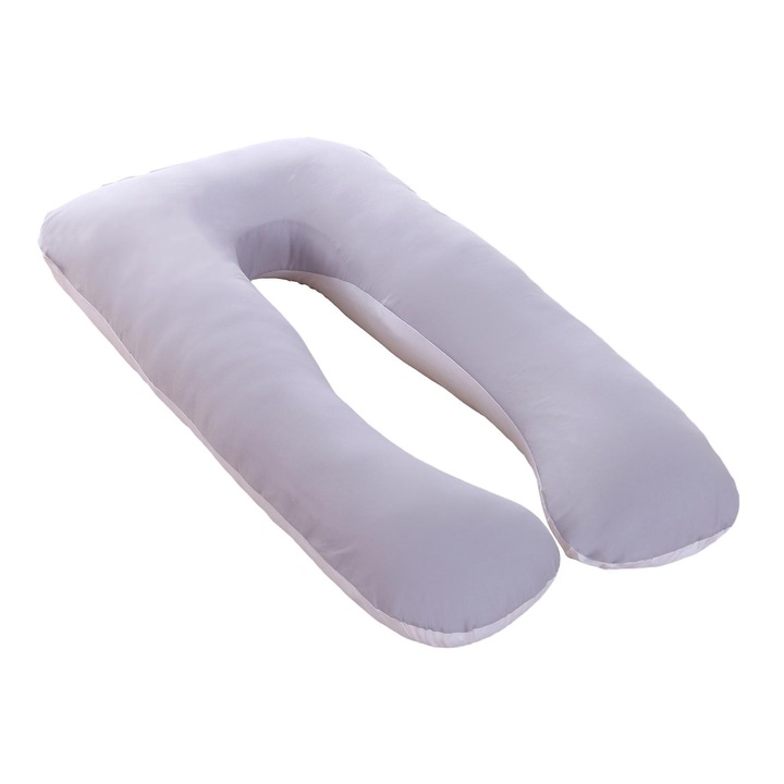 Perna gravide U-shaped, bumbac, reglabila, gri, 80x140cm