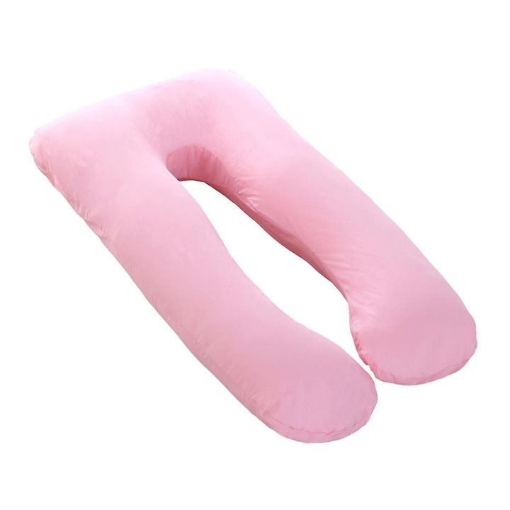 Perna gravide U-shaped, bumbac, reglabila, roz, 70x130cm
