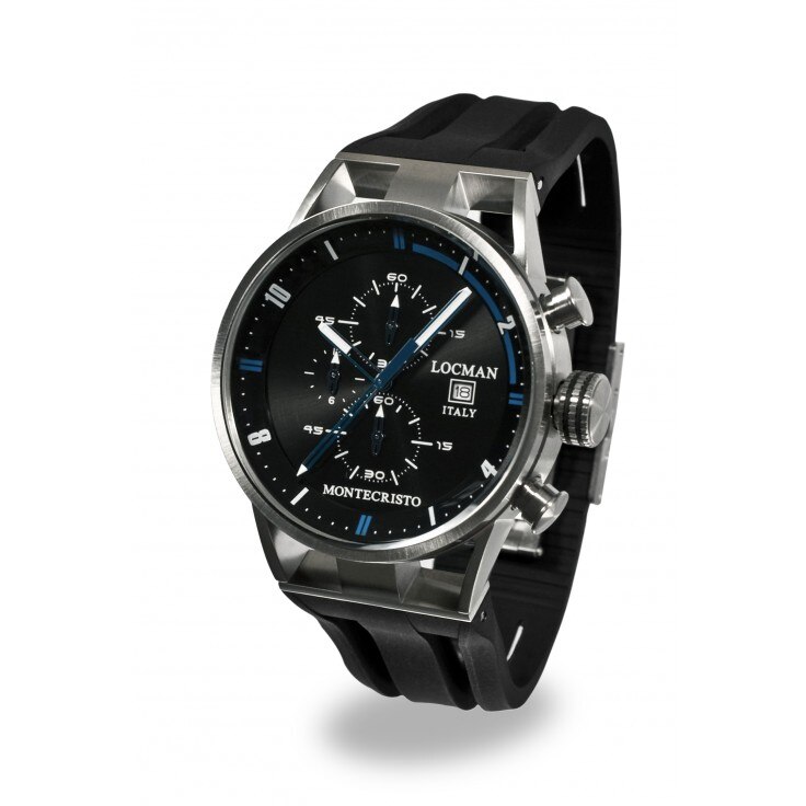 Ceas Barbatesc , Locman ,Montecristo ,Chronograf , 051000BKFOR0GOK , Otel , Titan , Quarz , Cauciuc Negru , 44mm