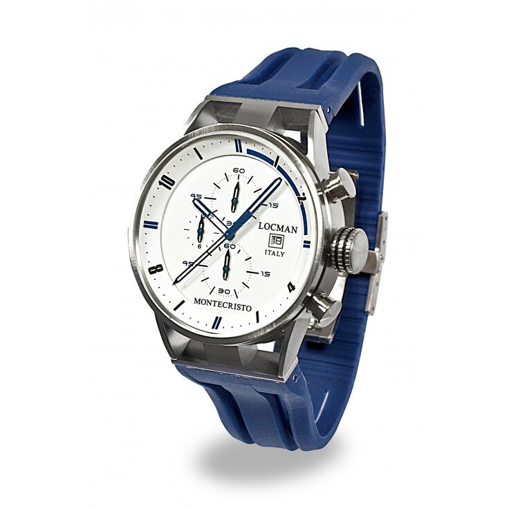 Ceas Barbatesc , Locman ,Montecristo ,Chronograf ,051000WHFBL0GOB , Otel , Titan , Quarz , Cauciuc Albastru , 44mm