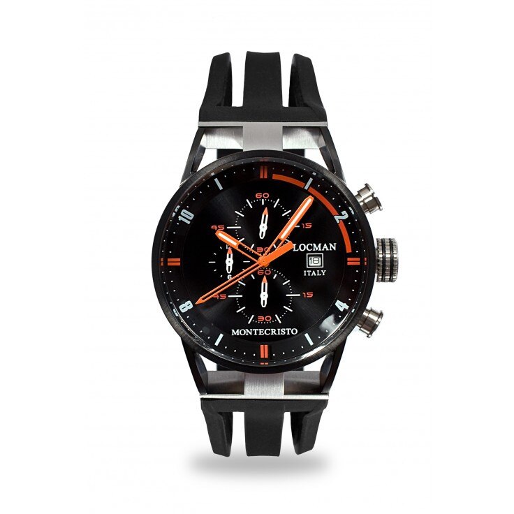 Ceas Barbatesc , Locman ,Montecristo ,Chronograf , 0510KNBKFOR0GOK , Otel , Titan , Quartz , Cauciuc Negru , 44mm