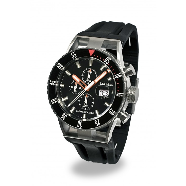 Ceas Barbatesc , Locman ,Montecristo ,Chronograf , 051200KOBKNKSIK , Otel , Titan , Quartz , Cauciuc Negru , 44mm