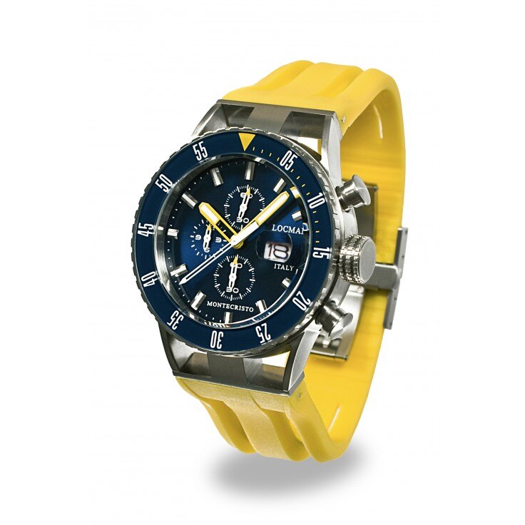 Ceas Barbatesc , Locman ,Montecristo ,Chronograf , 051200BYBLNKSIY , Otel , Titan , Quartz , Cauciuc Galben , 44mm