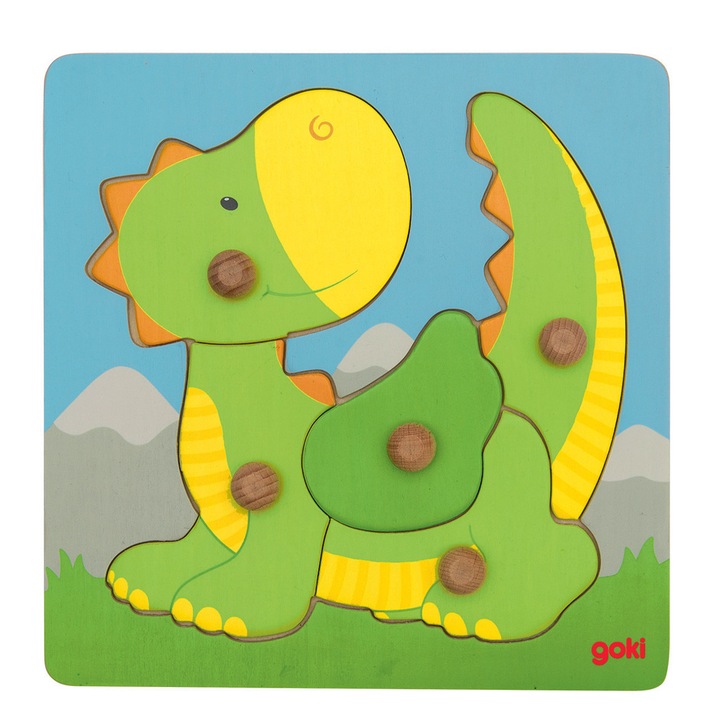Fa puzzle, sárkány, 5 darabos