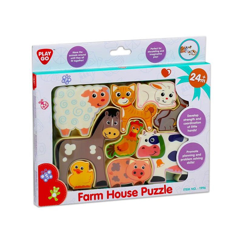 Puzzle Playgo Ferma animale 9 piese