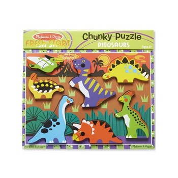 Puzzle Melissa & Doug Dino forma din lemn 7 piese Puzzle Melissa & Doug Dino forma din lemn 7 piese