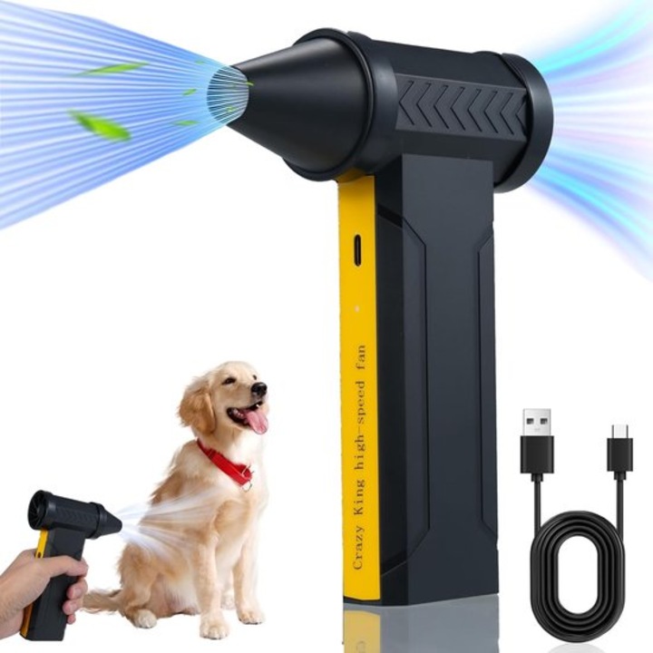 Мини безжична духалка, 3 скорости, 160000 оборота в минута, 10000 mAh, черна, 268g