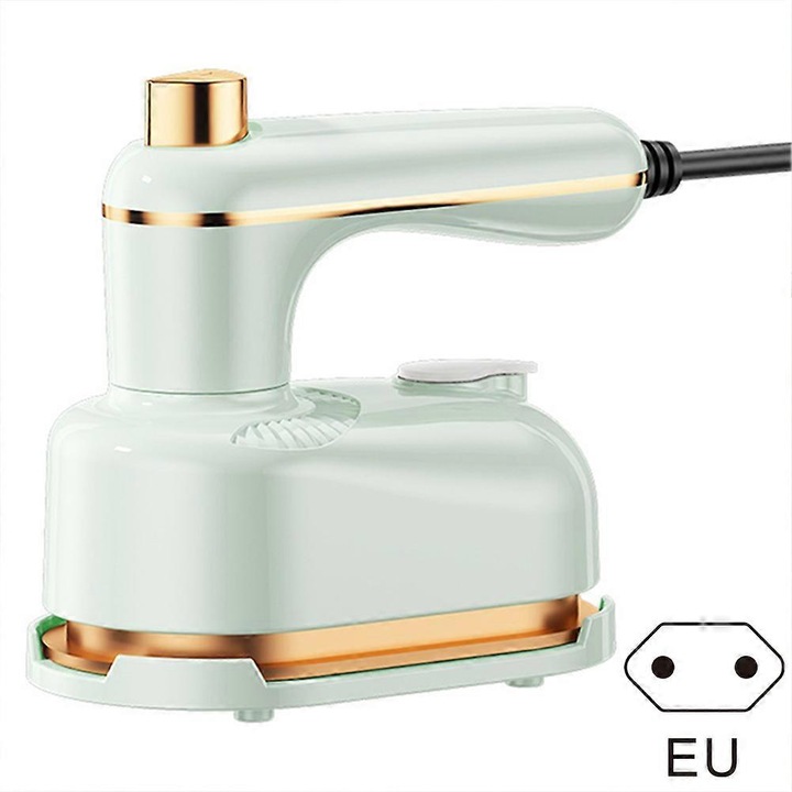 Mini fier de calcat portabil FU-K0276, 2in1 uscat/umed, talpa metalica, 40 W, 220 V, priza EU, verde