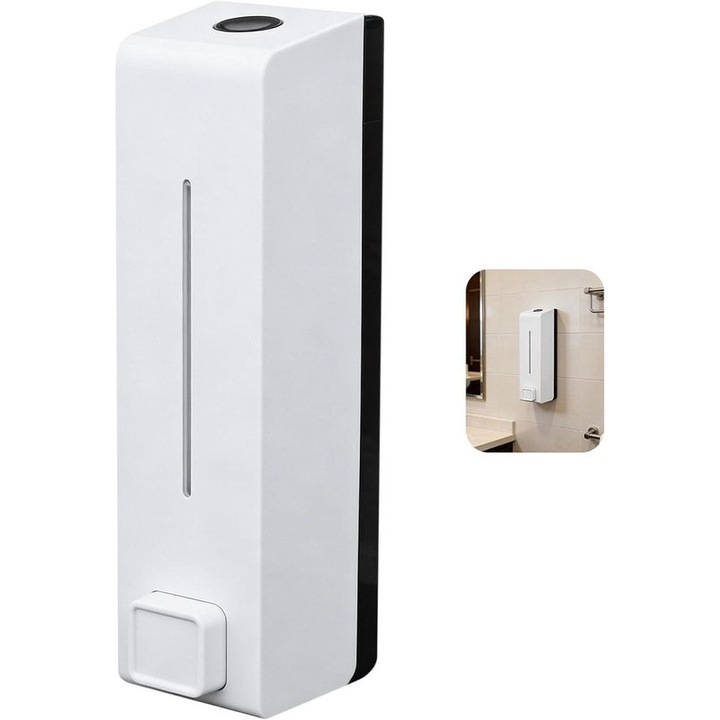 Dispenser sapun perete 600ml alb 6x9x23cm manual multifunctional
