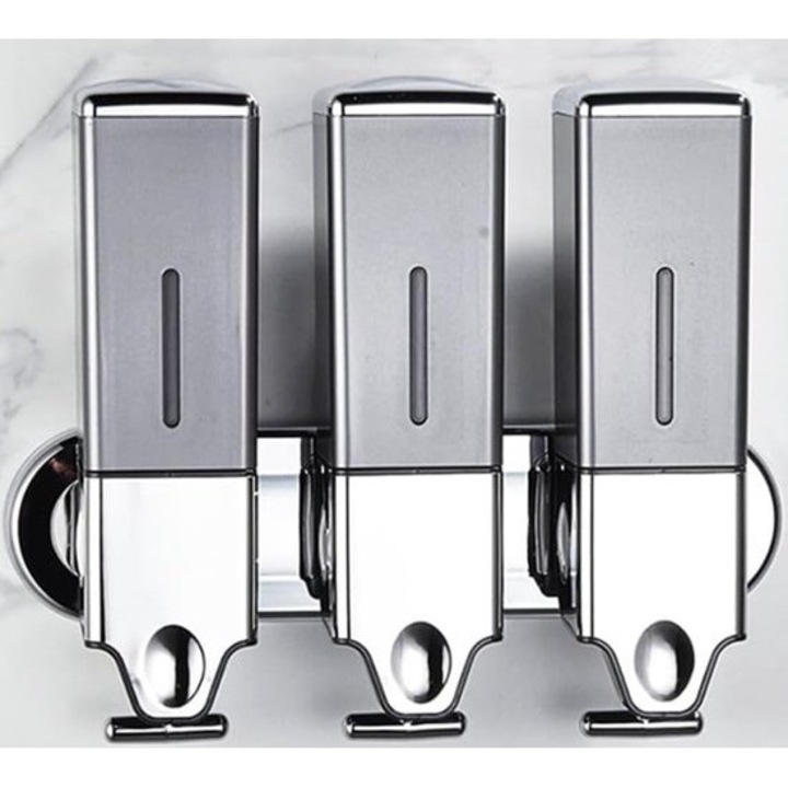 Dispenser sapun lichid perete, 1500 ml, gri, 30x26x10 cm
