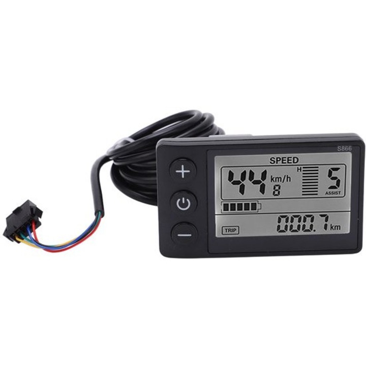 Велокомпютър LCD, ABS, осветление, водоустойчив, 22,2мм