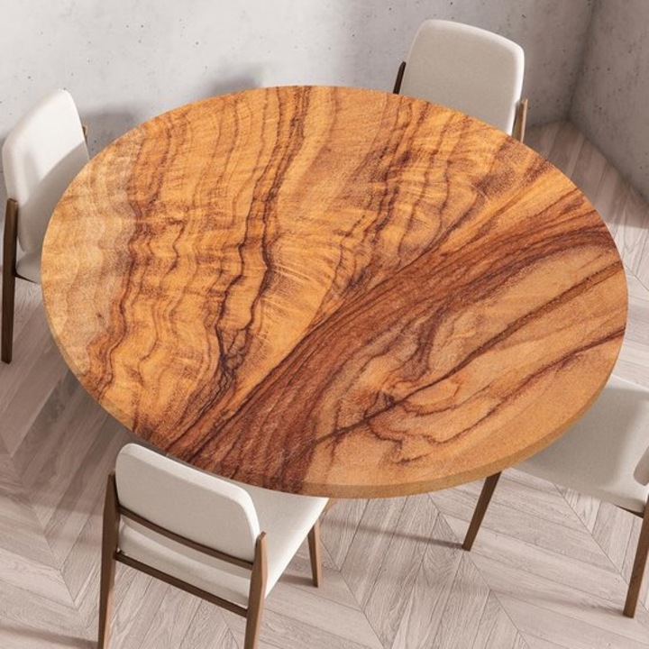Kerek asztalterítő, 3D fa modell, vízálló, 60 cm, többszínű