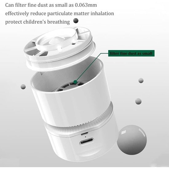 Mini aspirator de birou VITERRA.4-25CJ-K0232-260804-891Bol, fara fir, reincarcabil USB, 2 trepte, baterie 1800 mAh, recipient detasabil, filtru avansat, negru