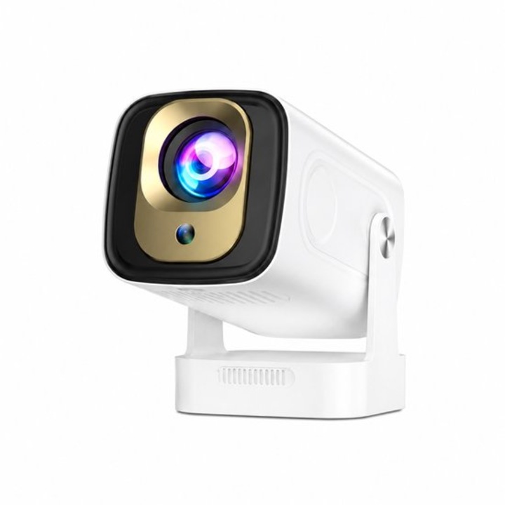 Смарт мини проектор, Full HD 1080P, WiFi 6, Bluetooth 5.4, черен, компактен
